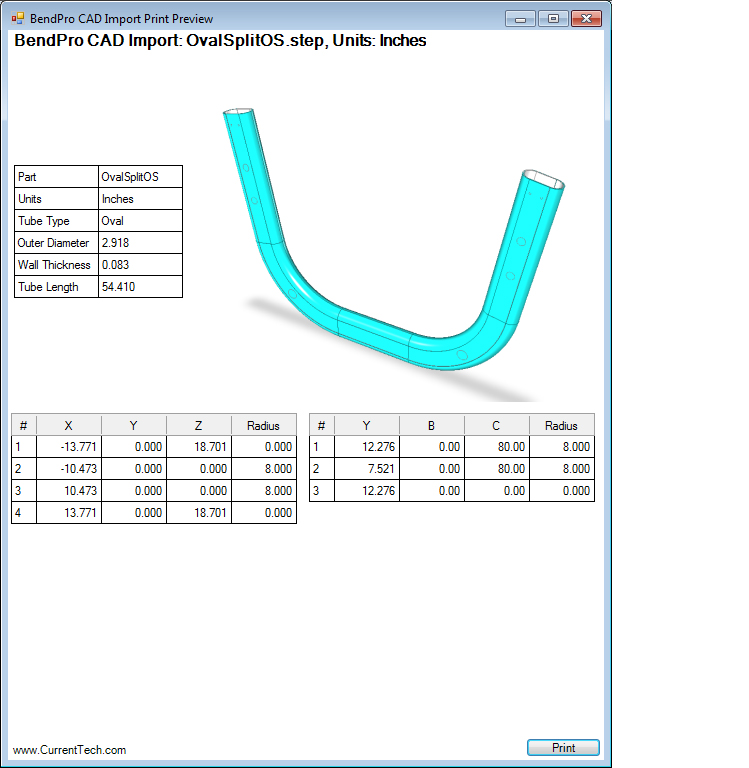 CAD Interface Software Tube Part importing reports