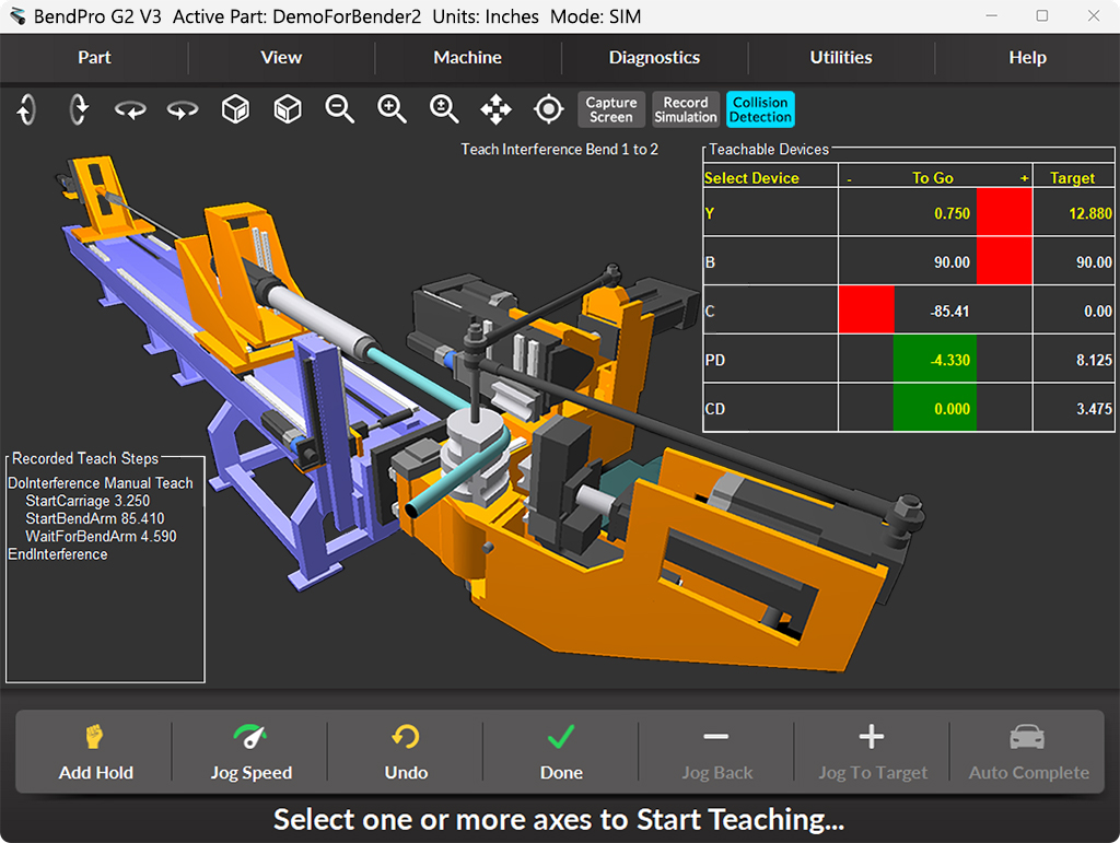 BendPro Control Software Teach Modes