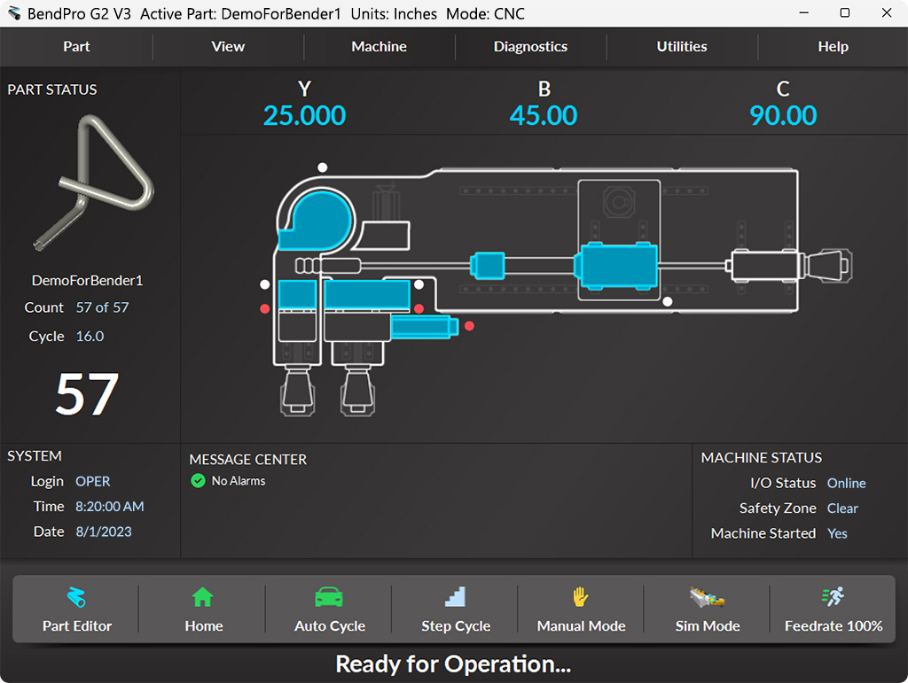 BendPro Control Software Master Menu